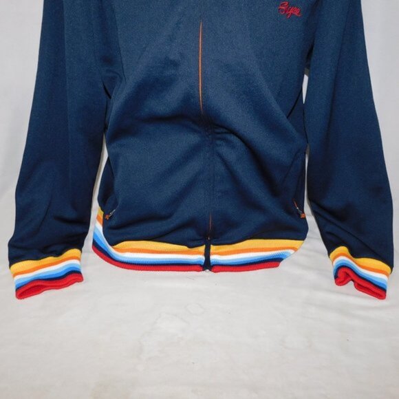ENYCE mens L Blue Rainbow Cuff Hem Full Zip Track Jacket - Picture 11 of 15